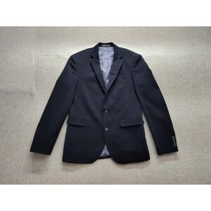 Primark Men Blazer Jacket 38R Navy Blue Slim Fit Single Breasted Pockets‎ Office